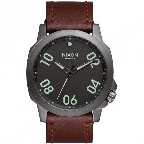 Часы NIXON Ranger 45 Leather A/S Gunmetal/Dark Brown
