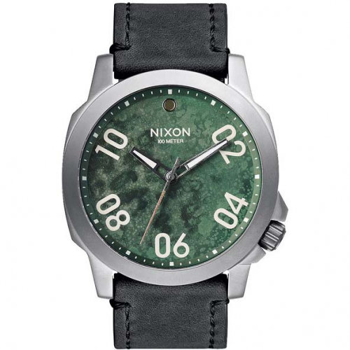 Часы NIXON Ranger 45 Leather A/S Gunmetal/Green Oxyde