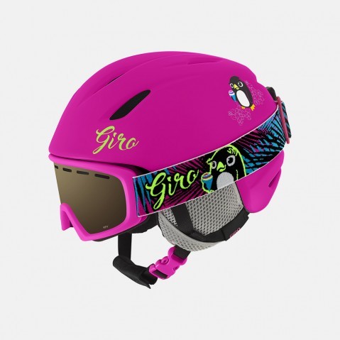Шлем горнолыжный детский GIRO Launch Matte Bright Pink Penguin фото 2