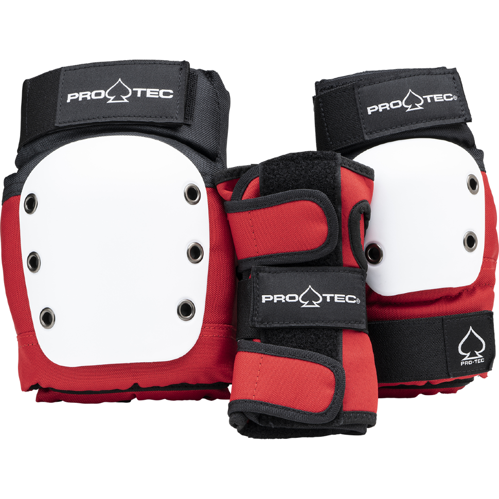 фото Комплект защиты для скейтборда детский pro-tec street jr 3-pack red white black 2021 pro tec