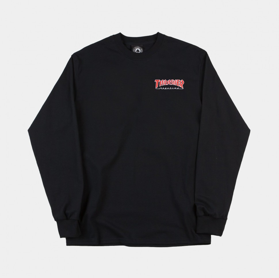Лонгслив THRASHER Embroidered Outlined Longsleeve Black фото 2