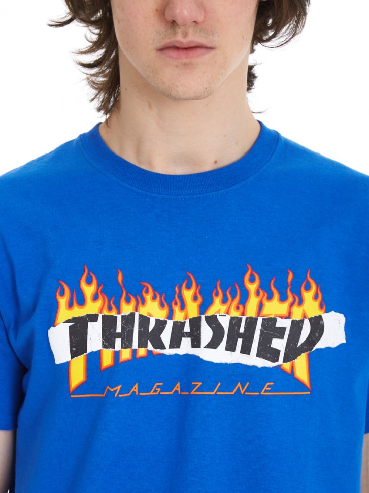 Хлопковая футболка с принтом THRASHER Ripped Royal Blue фото 2