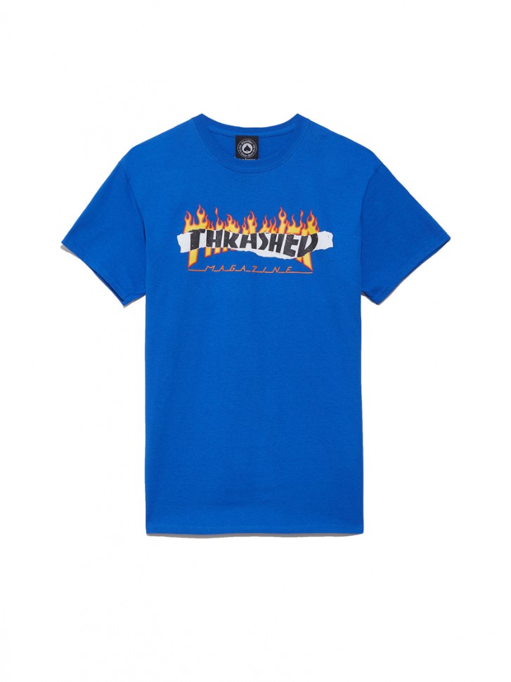 Хлопковая футболка с принтом THRASHER Ripped Royal Blue фото 4
