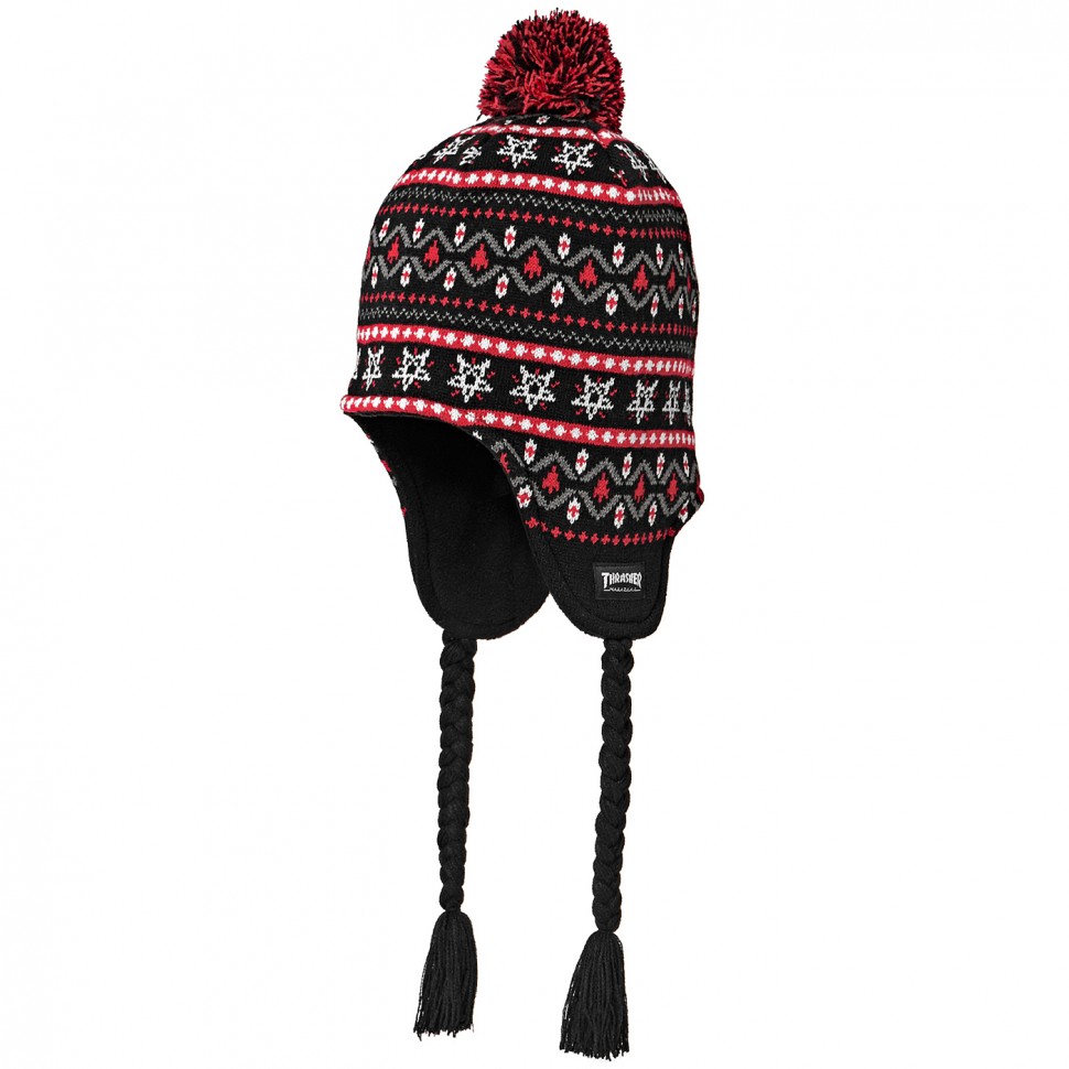 Шапка THRASHER Magazine Logo Sherpa Beanie Black/Red 2020