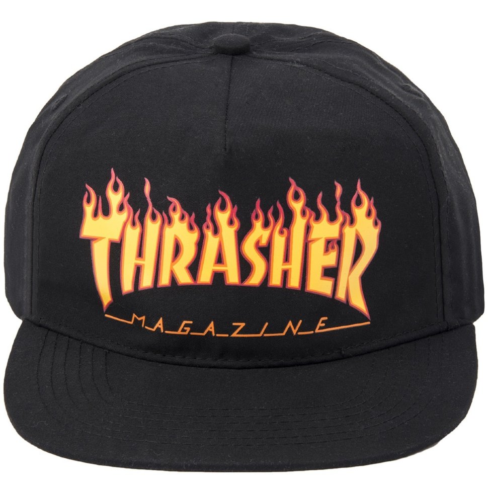Бейсболка Thrasher Flame Snapback Black фото 2