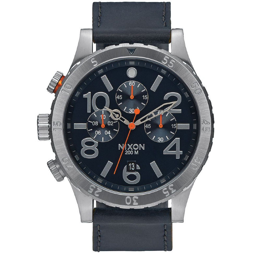 Часы NIXON 48-20 Chrono Leather A/S Blue/Orange