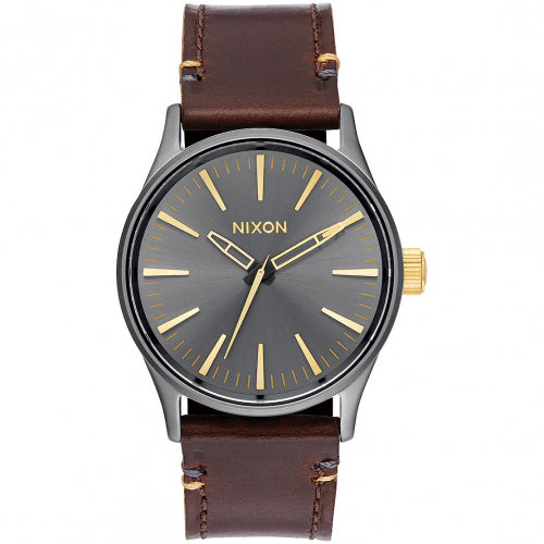 Часы NIXON Sentry 38 Leather A/S Gunmetal/Gold