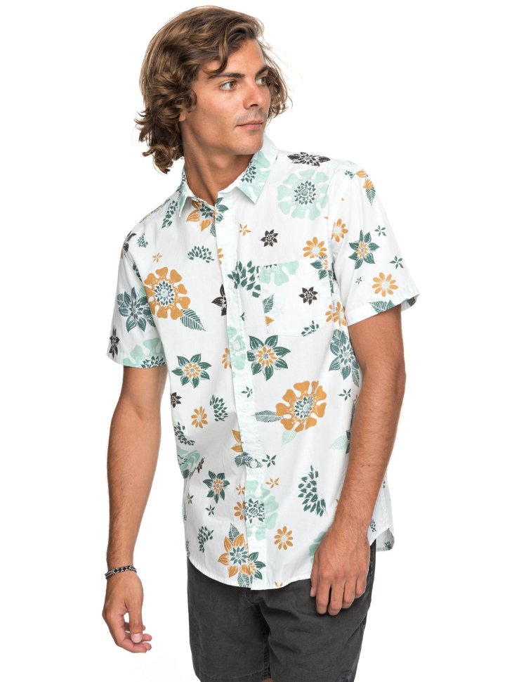 Рубашка мужская QUIKSILVER Sunsetfloralss M White Sunset Floral Ss