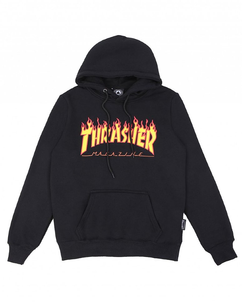 Худи THRASHER Flame Logo Hood Black фото 2