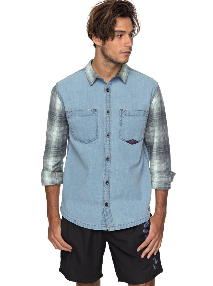 Рубашка мужская QUIKSILVER Dumb&Surfer M Blue Used фото 2