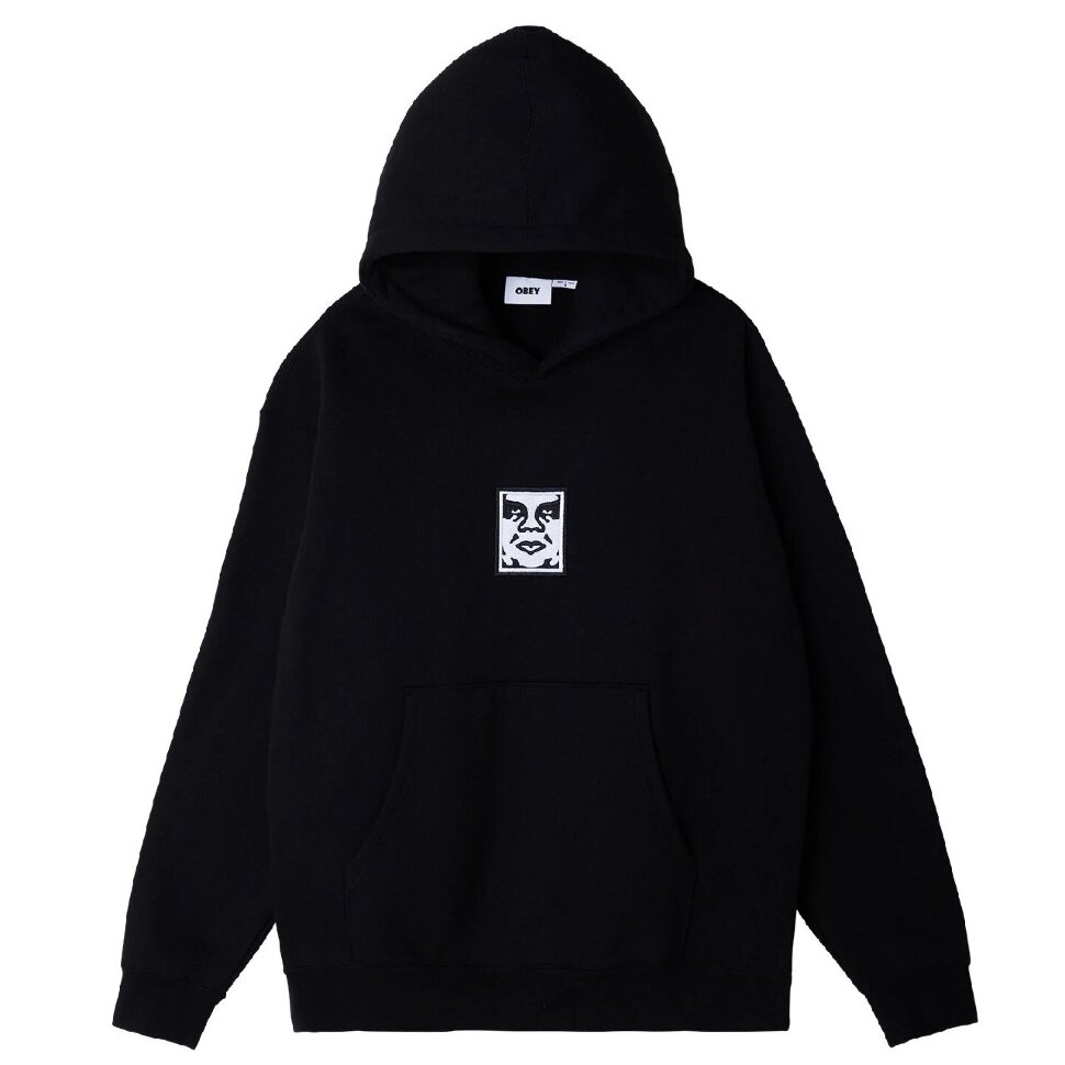 фото Толстовка с капюшоном obey obey records hood black 2022