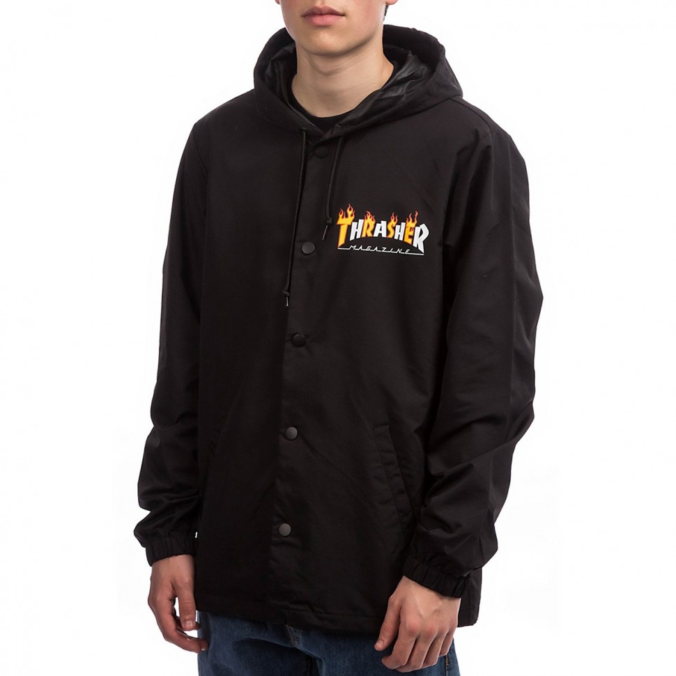 Куртка THRASHER Flame Mag Coach Jacket BLACK фото 2