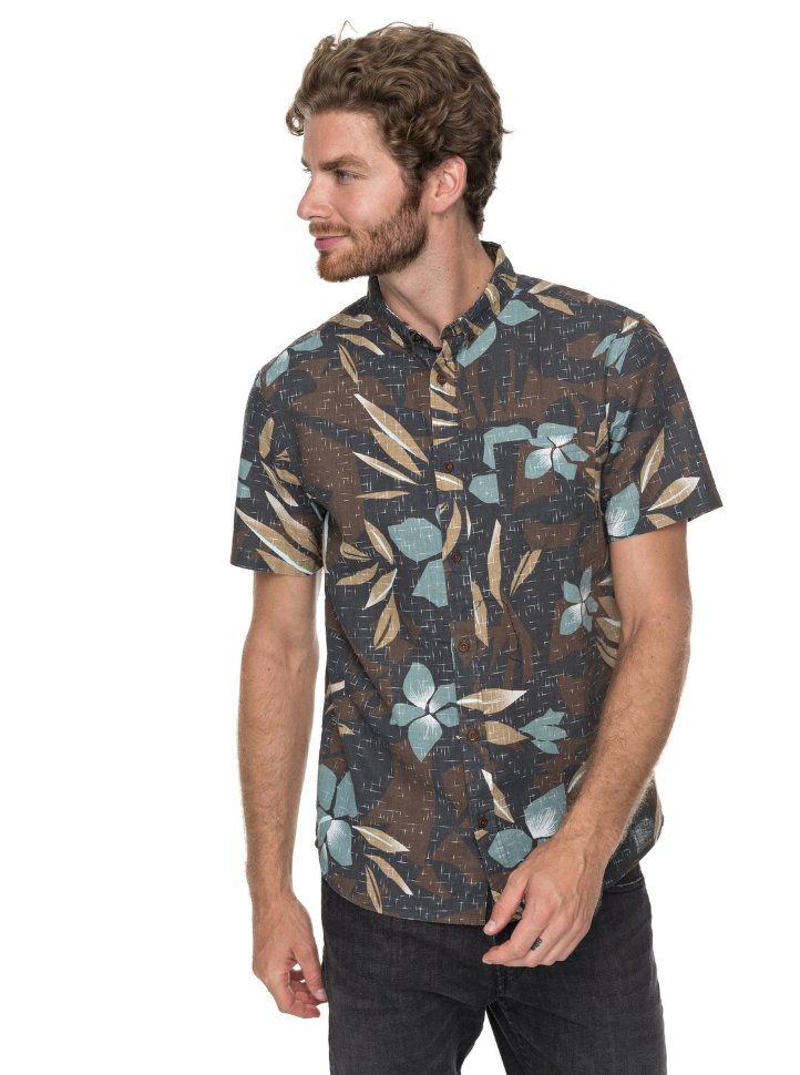 Рубашка мужская QUIKSILVER Sslinenprintshi M Chocolate Linen