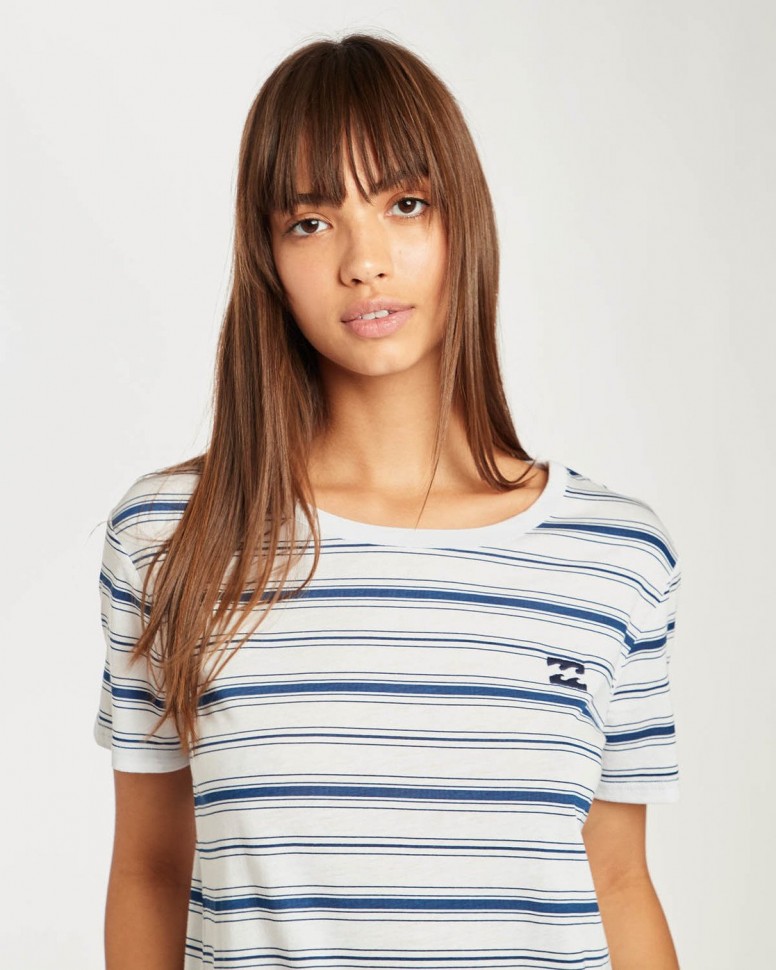 Футболка женская BILLABONG Beach Day Short Slee Blue Stripes фото 2