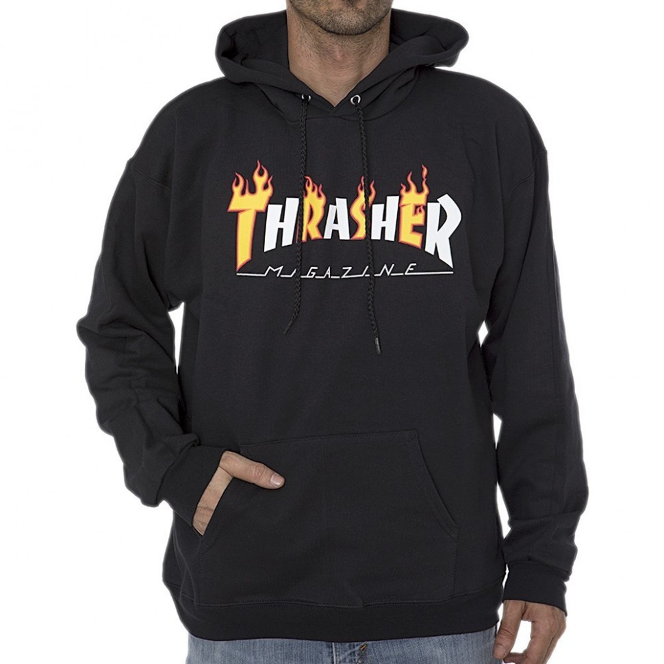 Толстовка THRASHER Flame Mag Hood BLACK фото 2
