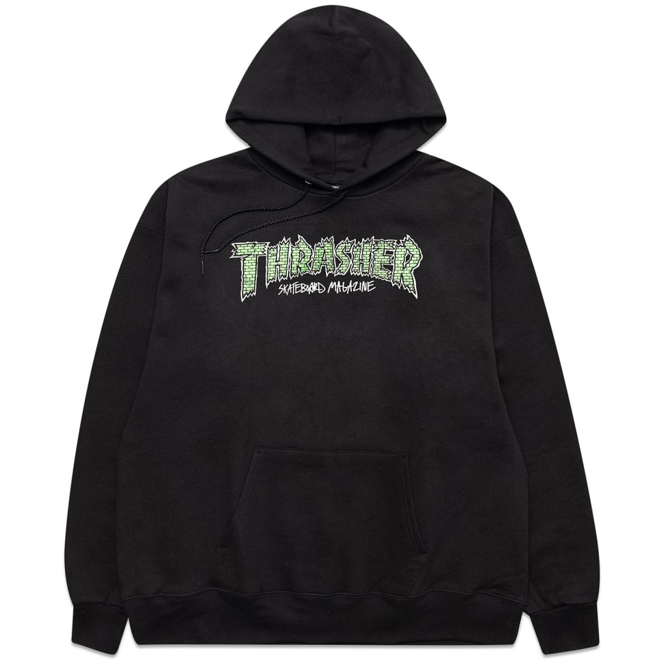фото Толстовка с капюшоном thrasher brick hoodie black