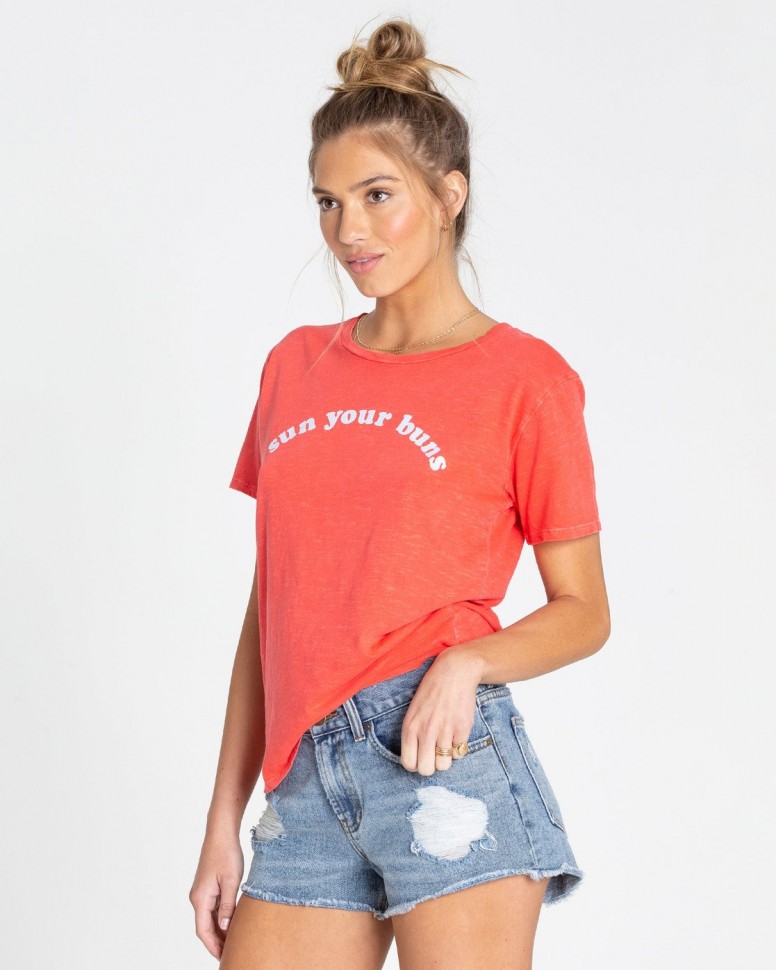 Футболка женская BILLABONG Sun Your Buns Sunset Red фото 3
