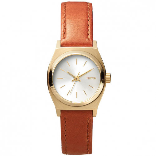 Часы NIXON Small Time Teller Leather A/S Light Gold/Saddle