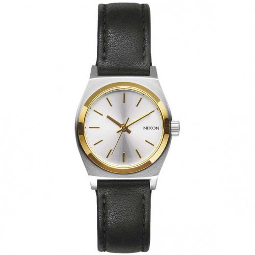 Часы NIXON Small Time Teller Leather A/S Silver/Gold/Black