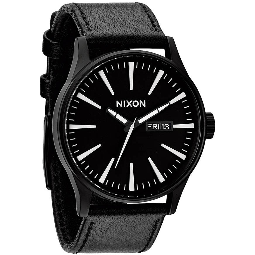 Часы NIXON Sentry Leather A/S Black/White