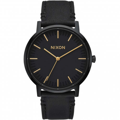 Часы NIXON Porter Leather A/S All Black/Gold