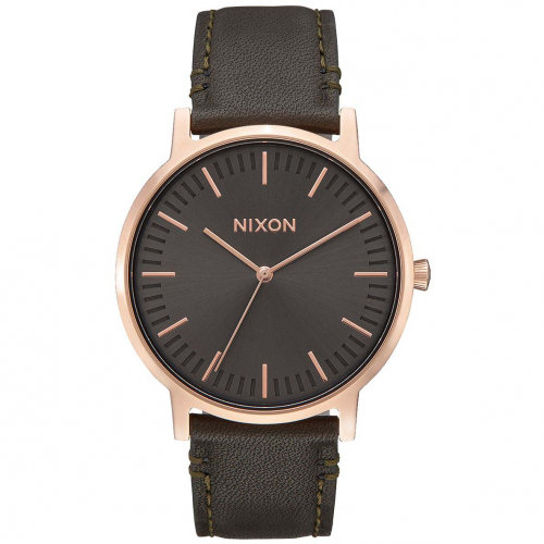Часы NIXON Porter Leather A/S Rose Gold/Gunmetal/Surplus