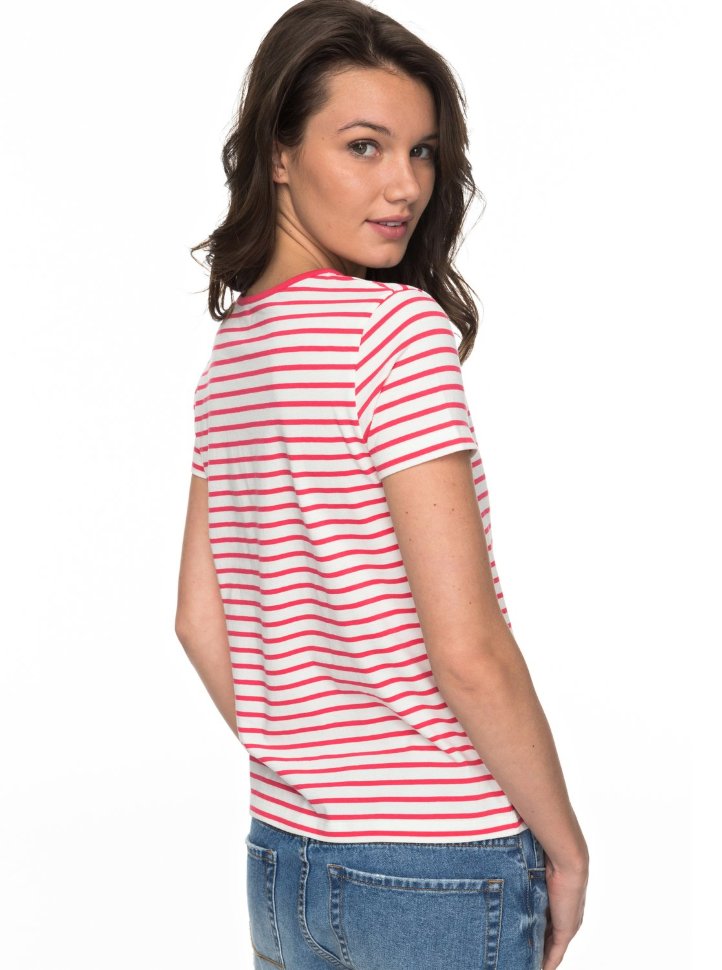Футболка женская ROXY Bahamas Cott B J Rouge Red Basic Bico Stripes фото 3