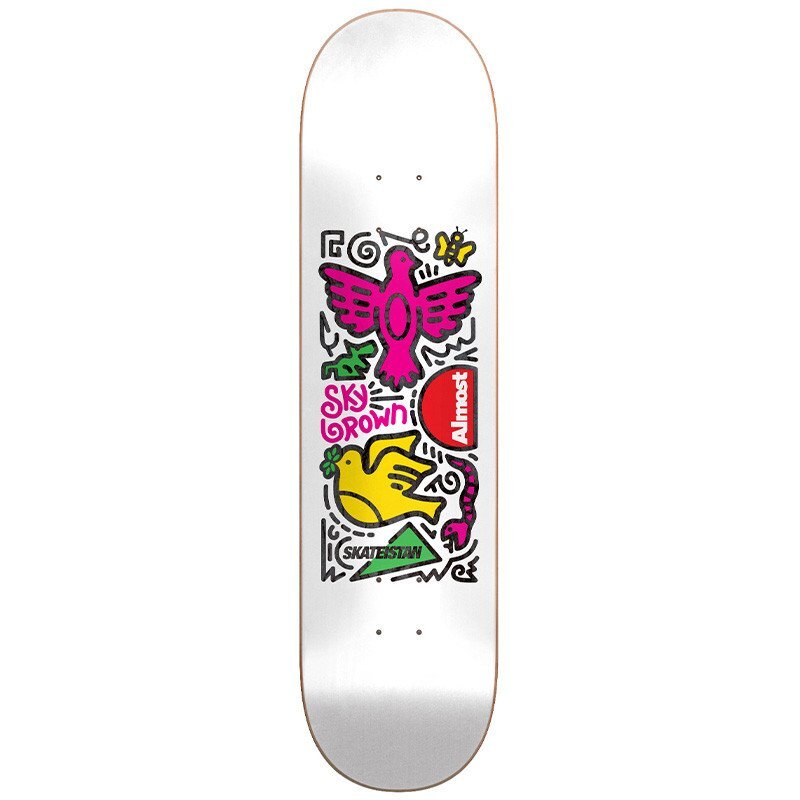 фото Дека для скейтборда almost skateistan sky doodle r7 white 8 2021
