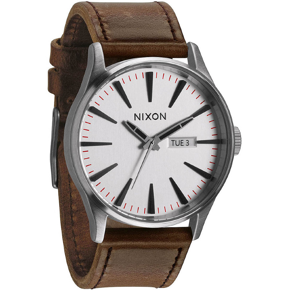 Часы NIXON Sentry Leather A/S Silver/Brown