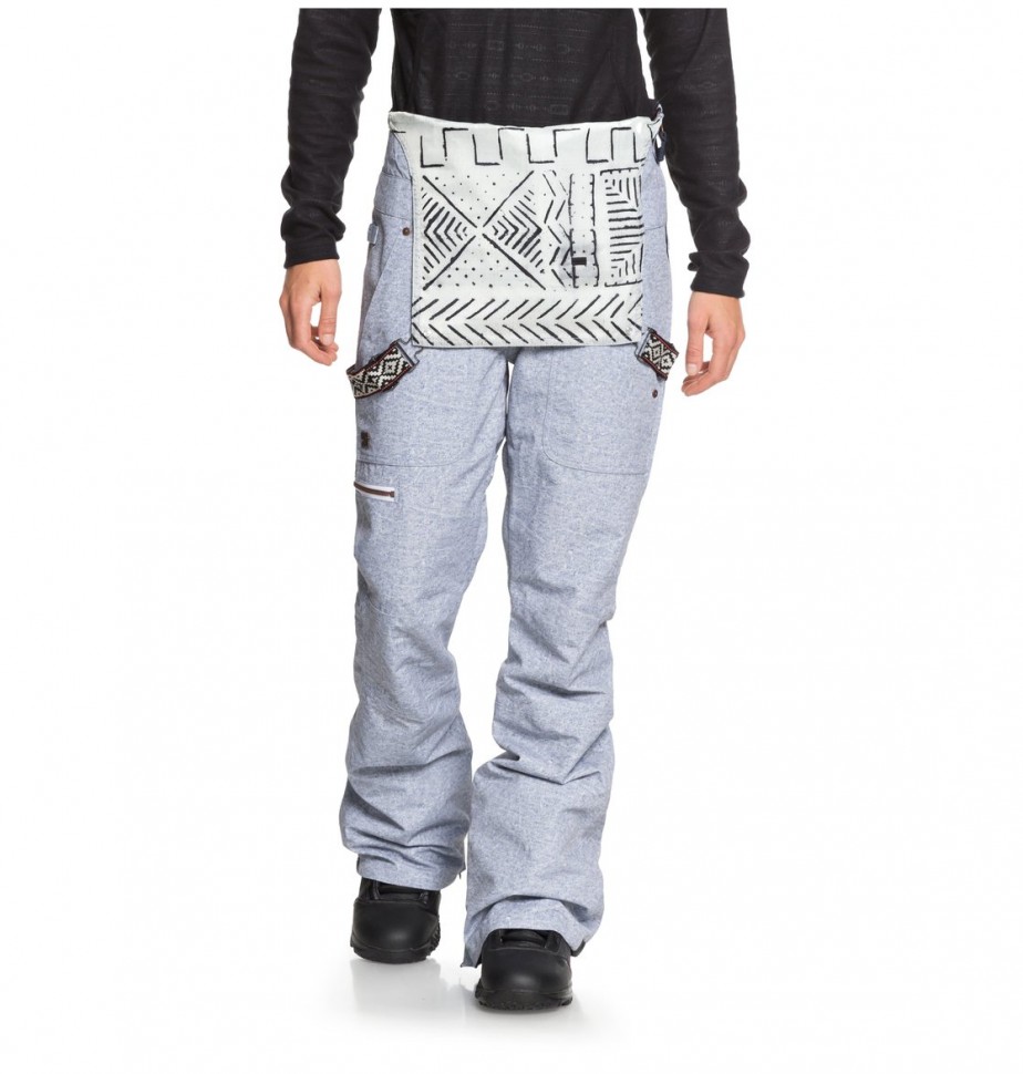Штаны для сноуборда женские на лямках DC SHOES Collective Bib J Light Blue Acid Wash Denim B фото 3