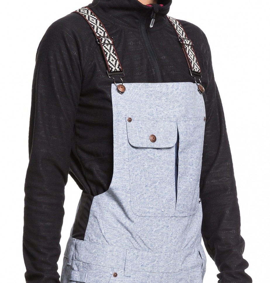 Штаны для сноуборда женские на лямках DC SHOES Collective Bib J Light Blue Acid Wash Denim B фото 4