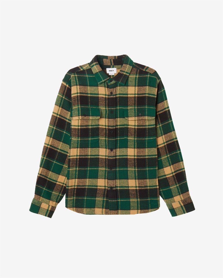 Рубашка OBEY Hardwork Leon Woven FW25 Rain Forest Multi