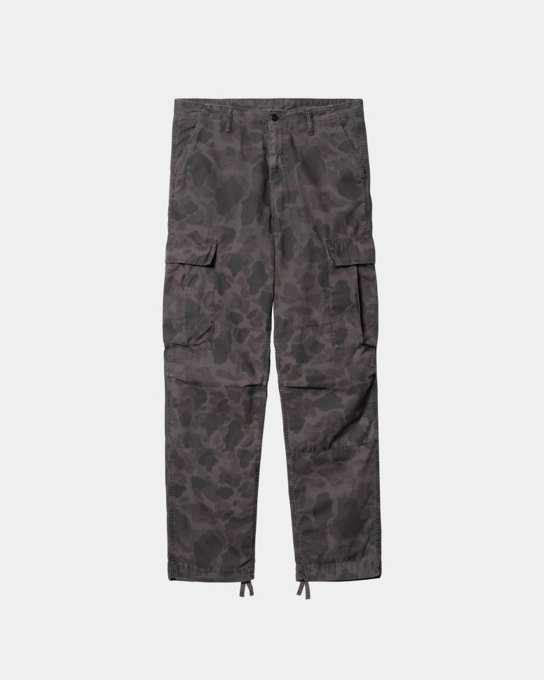 Брюки CARHARTT WIP Duck Cargo Pant Camo Duck, Green / Graphite (Garment Dyed)