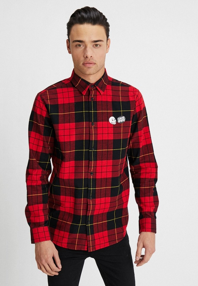 фото Рубашка cheap monday fit shirt red tartan scarlet red