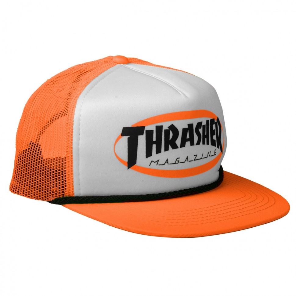  THRASHER Ellipse Mag Logo Trucker Rope Hat Orange 2023