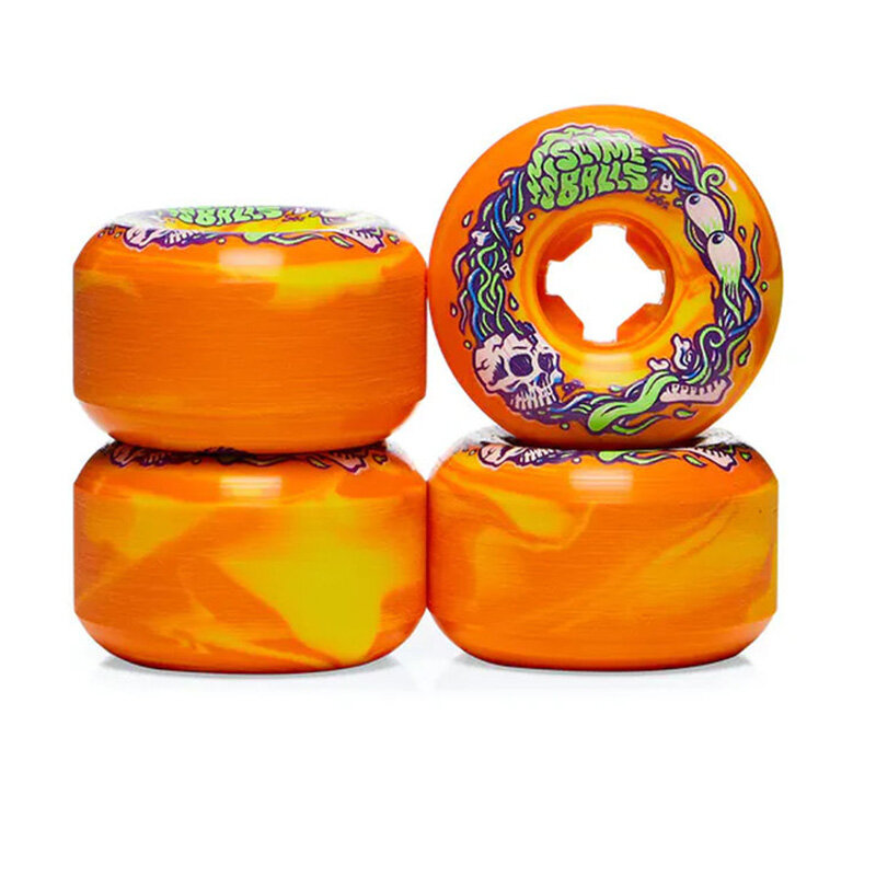 фото Колеса для скейтборда santa cruz brains speed balls yellow swirl 56mm 99a 2021