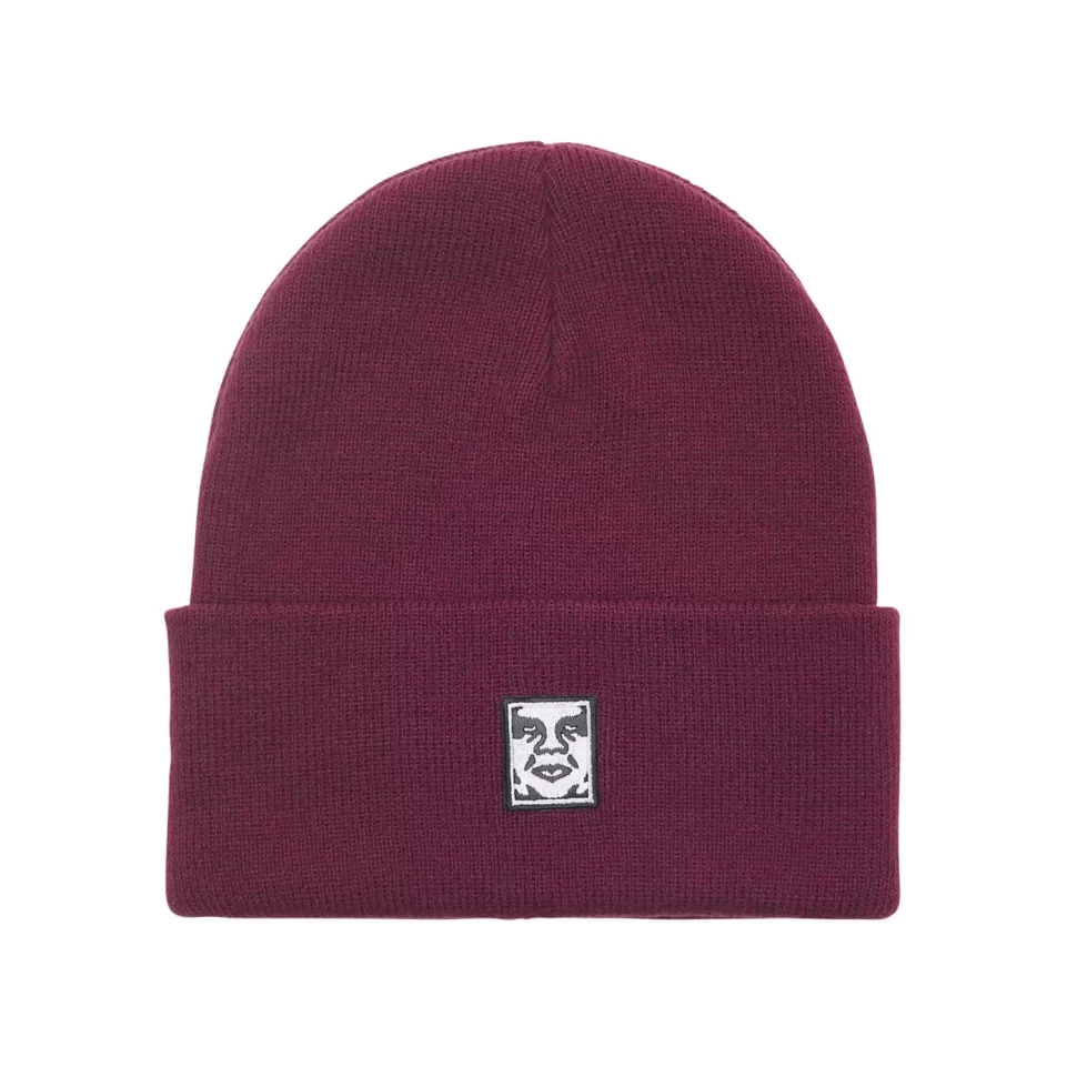 Шапка OBEY Icon Patch Cuff Beanie Beetroot 2023 193259785443 - фото 1