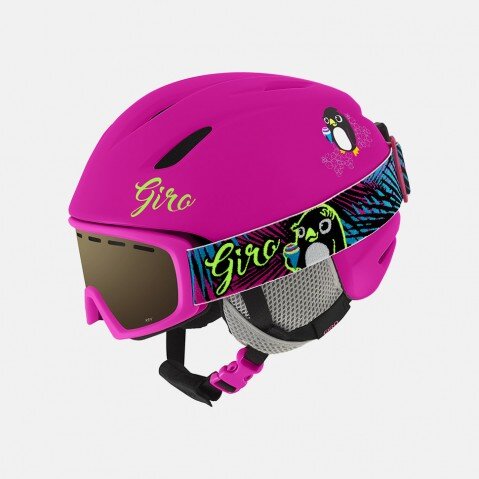 Шлем горнолыжный детский GIRO Launch Matte Bright Pink Penguin, фото 2