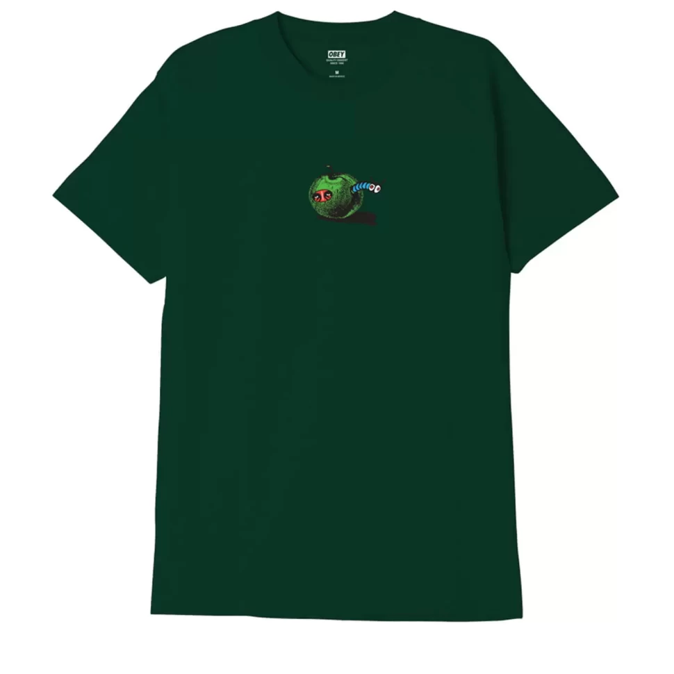 Футболка OBEY Apple Worm Forest Green 2023 193259845406, размер S