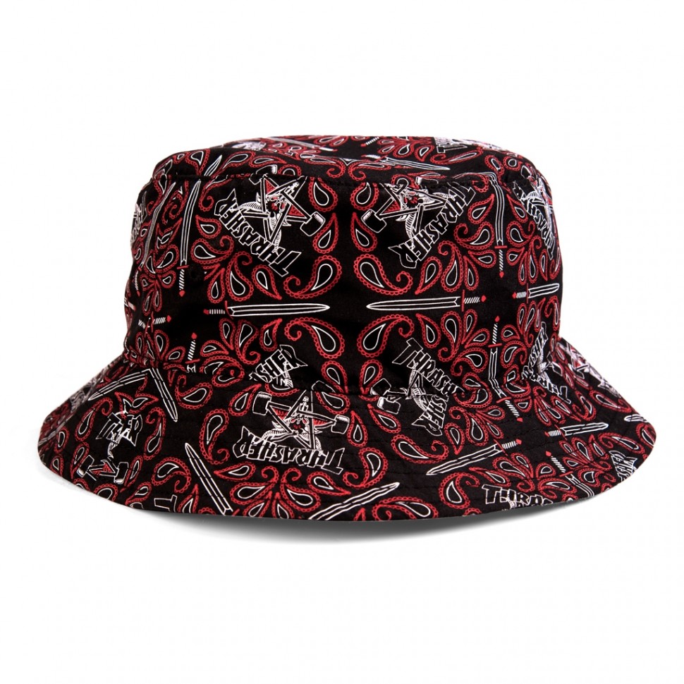  THRASHER Bandana Bucket Hat Black/Red 2023