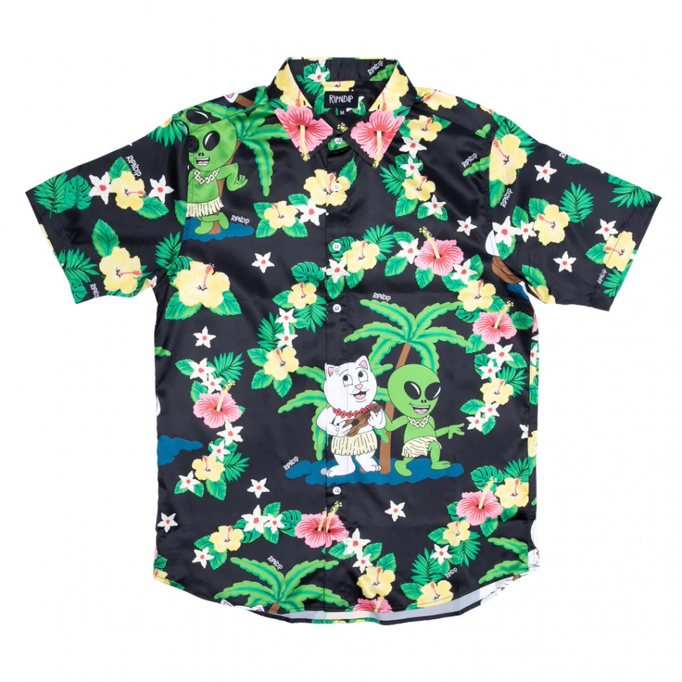 Рубашка с коротким рукавом RIPNDIP Aloha Nerm Short Sleeve Button Up Black 2022 2000000674261, размер M