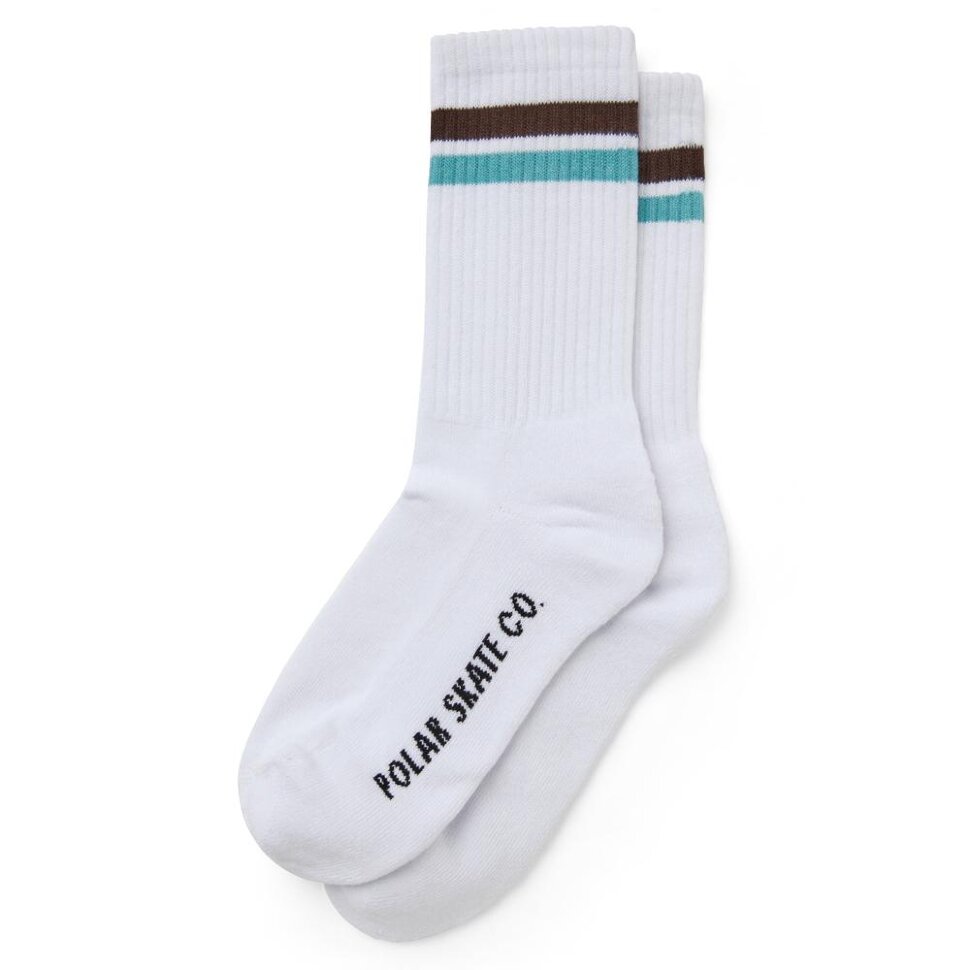 фото Носки polar skate co. stripe socks white/brown/mint 2022
