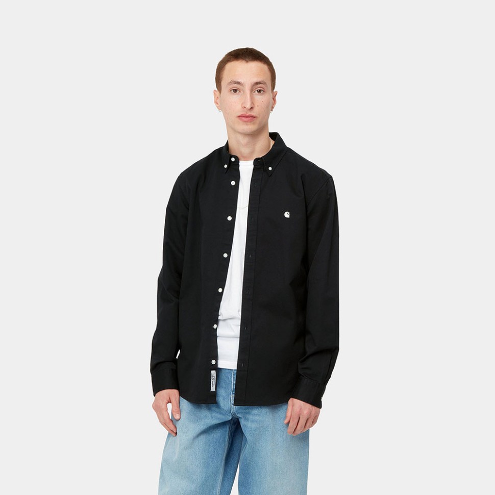 Рубашка CARHARTT WIP L/S Madison Shirt Black/White фото 3