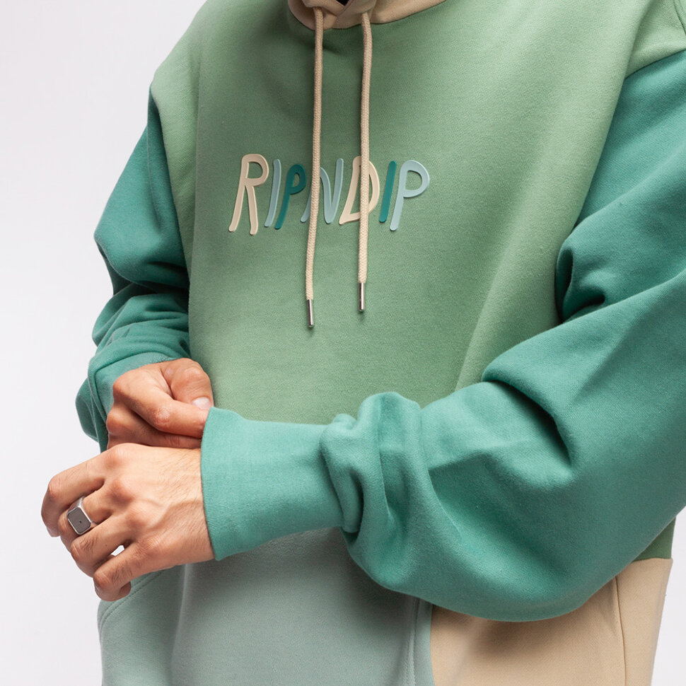 фото Толстовка ripndip color block rubber logo hoodie multi 2021