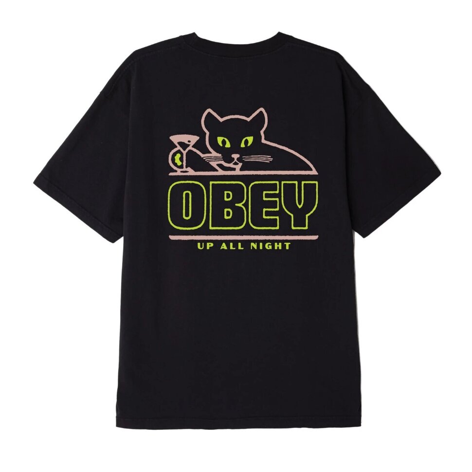 Футболка OBEY Up All Night OFF BLACK 2021 фото 2