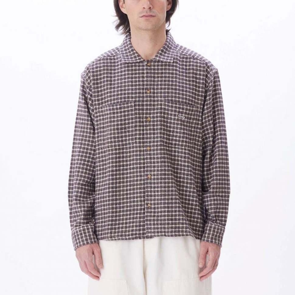 Рубашка OBEY Bigwig Micro Plaid Woven Unbleached Multi 2024 фото 3