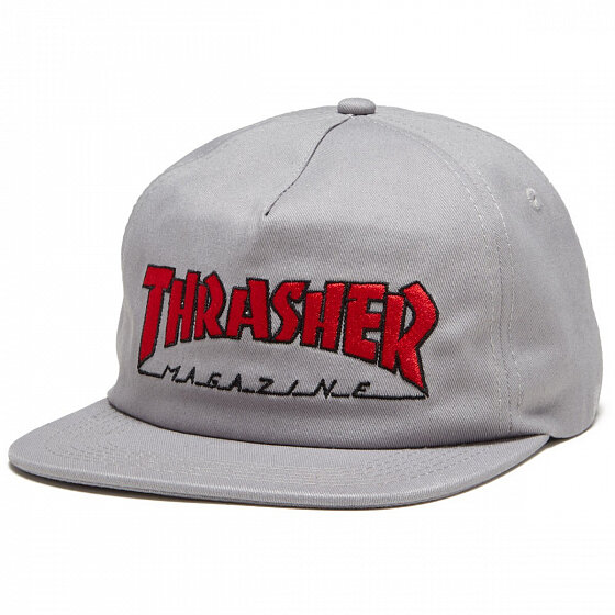 Пятипанельная кепка THRASHER Outlined Snapback Grey/Red 2020, фото 1
