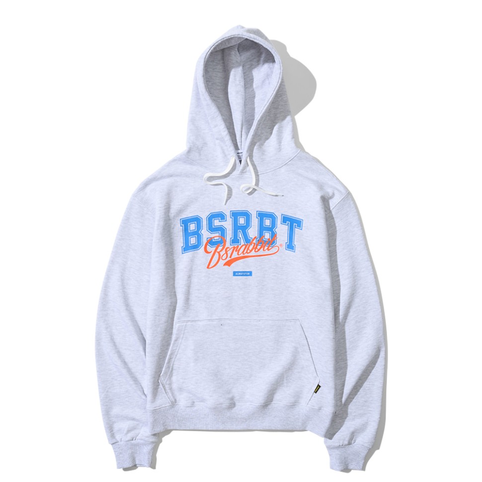 Толстовка с капюшоном BSRABBIT Authentic Big Logo Hoodie Gray 2023 2000000707679, размер M