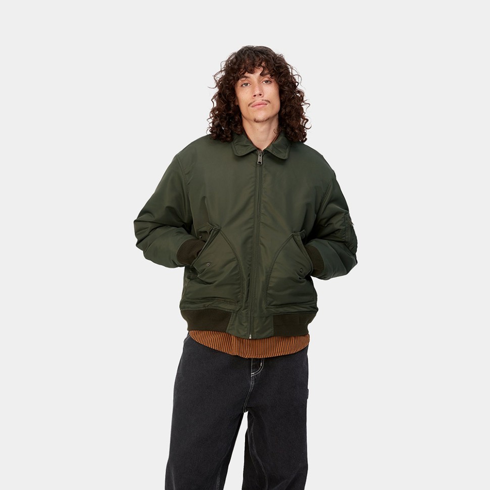фото Куртка carhartt wip olten bomber plant / smoke green