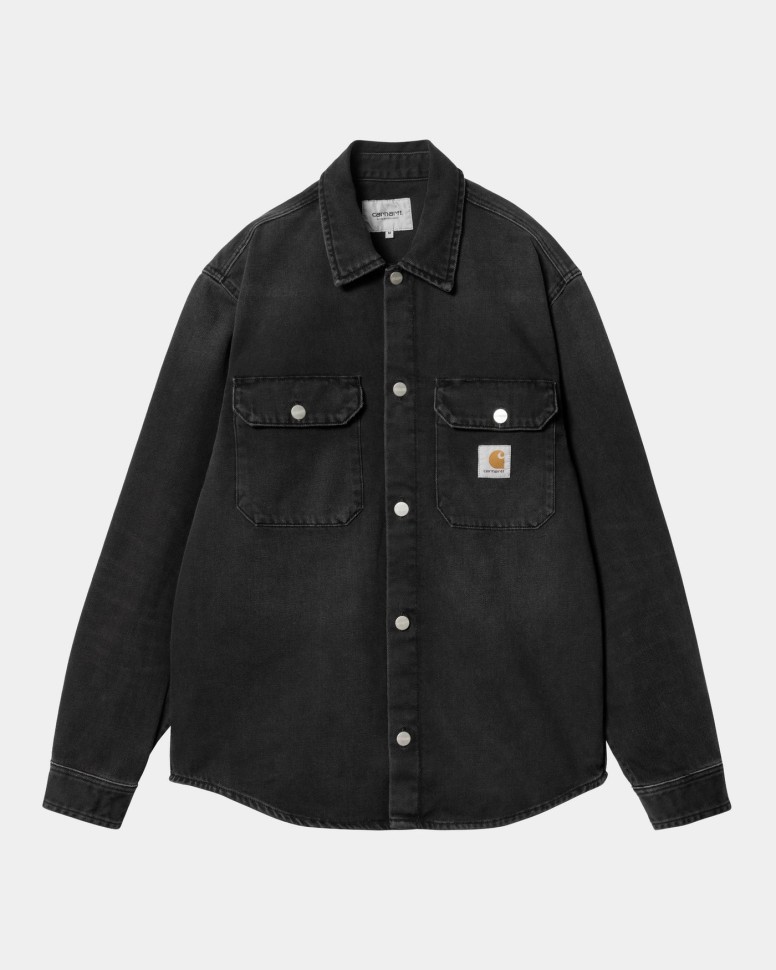 Рубашка CARHARTT WIP Harvey Shirt Jacket FW25 Black (Dark Used Wash)